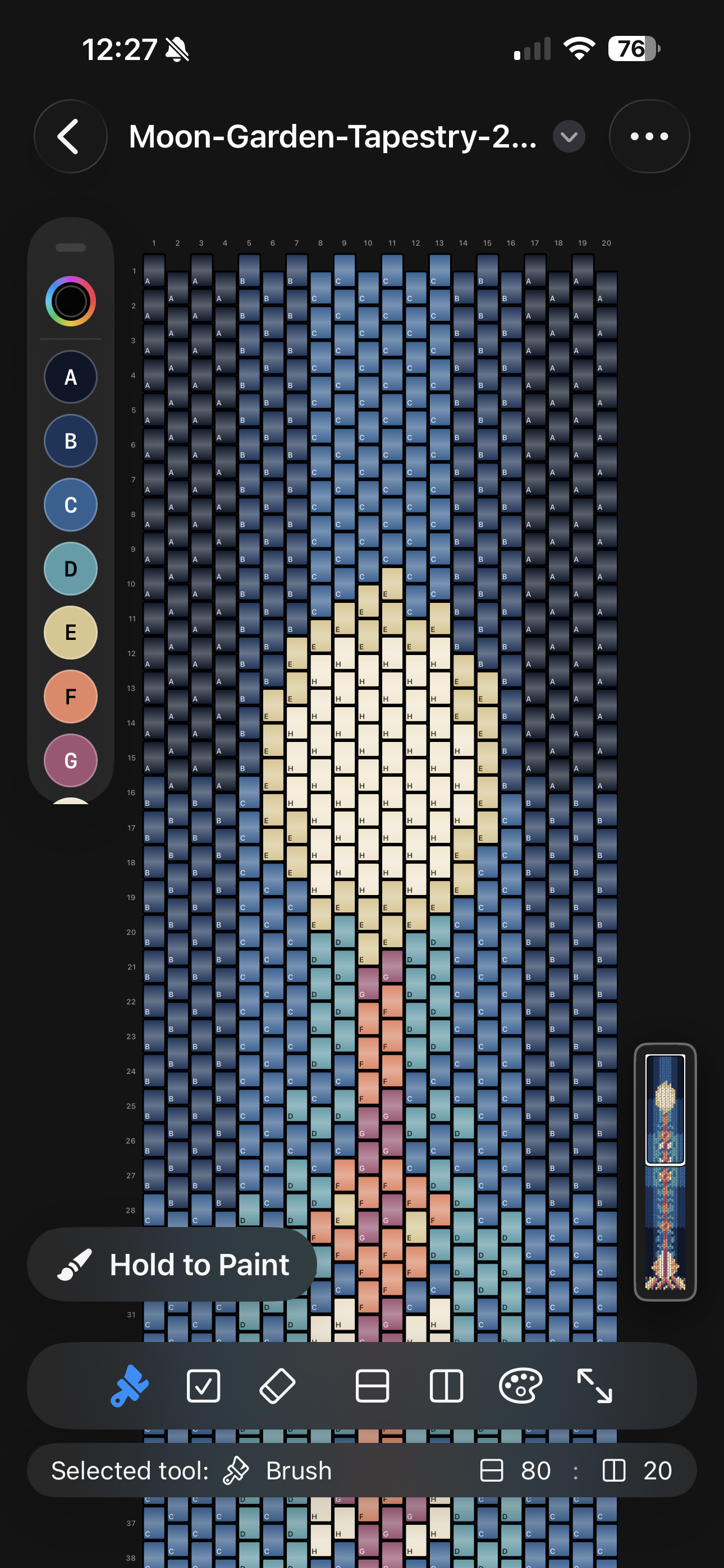 Beadly on iPhone editing a Peyote bracelet pattern