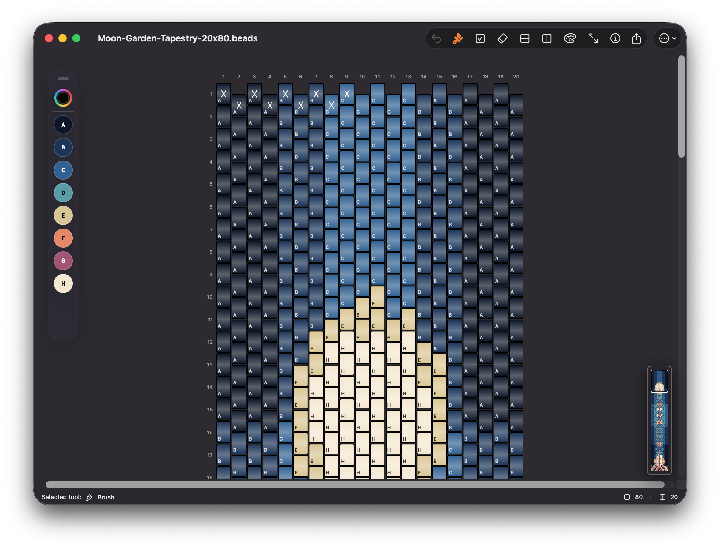 Beadly on macOS with a detailed bracelet design workspace visible
